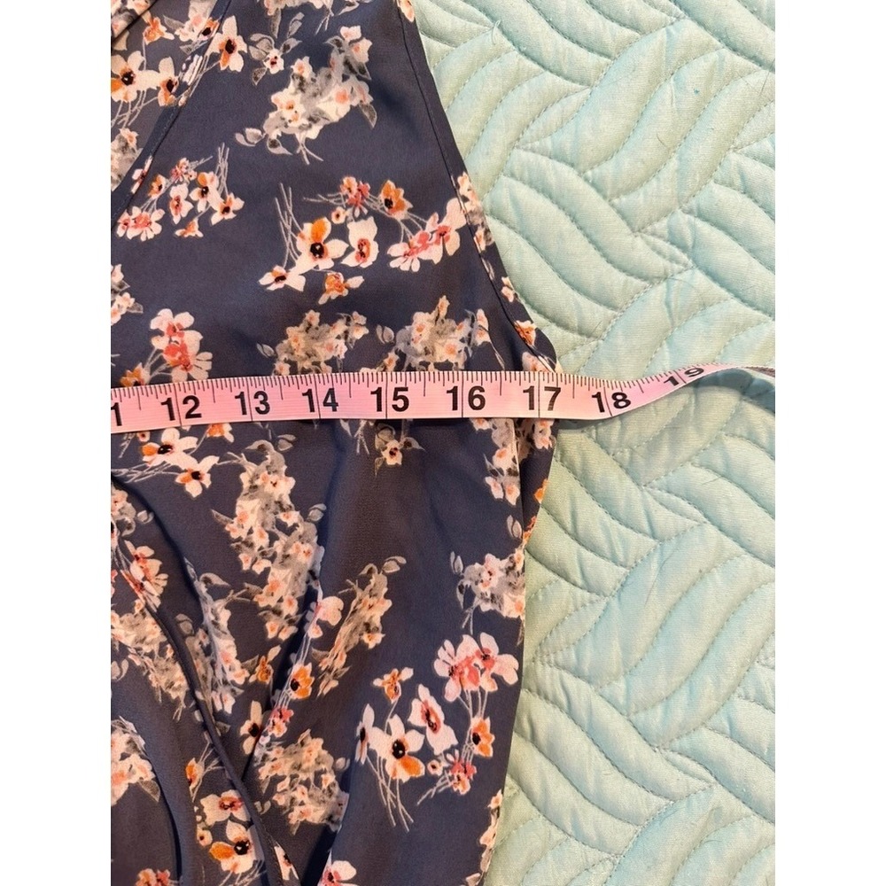 Sienna Sky Womens Blue Floral Tie Shoulder Smocked Peplum Tank Top Size M - Picture 3 of 7